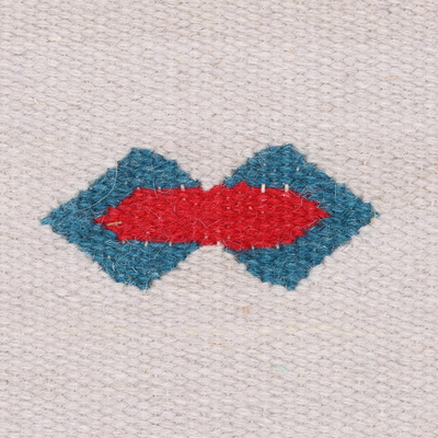 Wool area rug, 'Tribal Butterflies' (3x5) - 3 by 5 Ft Wool Tribal Motif Dhurrie Rug