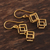 Gold plated sterling silver dangle earrings, 'Gold Cubism' - Gold Plated Sterling Silver Cube Dangle Earrings from India