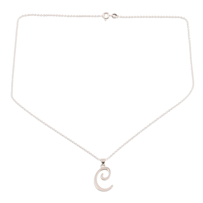 Halskette mit Anhänger aus Sterlingsilber - Halskette mit Anhänger „C“ aus Sterlingsilber aus Indien