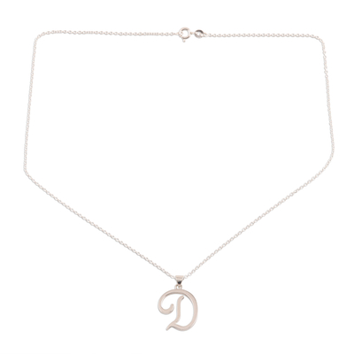 Halskette mit Anhänger aus Sterlingsilber, „Dancing D“ – Halskette mit Anhänger aus Sterlingsilber mit Buchstabe D aus Indien