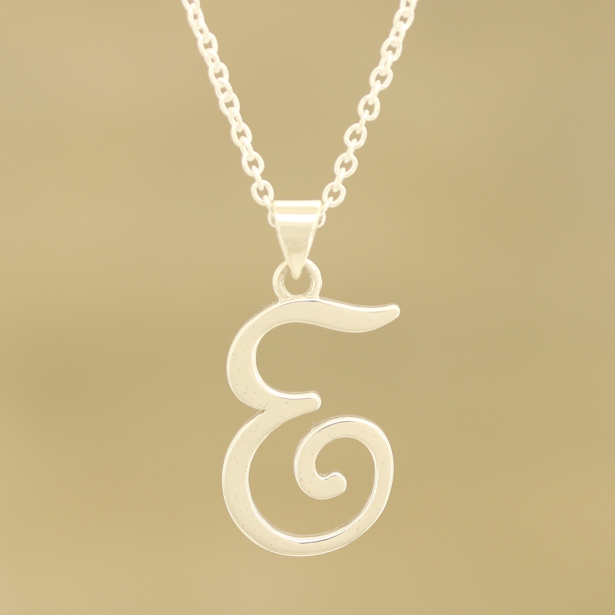 sterling silver letter e necklace