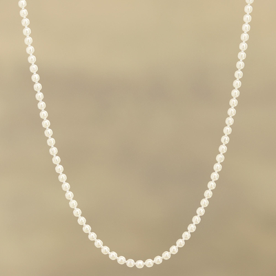 Collar de cadena de plata esterlina - Collar de cadena de bolas de plata esterlina de la India