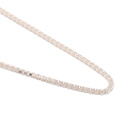 Sterling silver chain necklace, 'Charming Classic' - Sterling Silver Box Chain Necklace from India