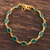 Gold plated onyx link bracelet, 'Verdant Glitz' - 11-Carat Gold Plated Green Onyx Link Bracelet from India thumbail