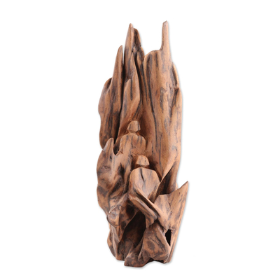 Driftwood sculpture, 'Best Buddies' - Reclaimed Abstract Driftwood Sculpture from India