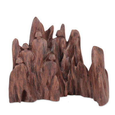 Treibholzskulptur - Signierte Skulptur aus Treibholz aus Zedernholz von einem indischen Künstler