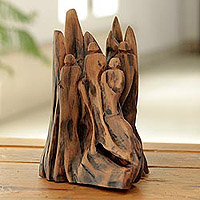 Driftwood sculpture, 'Happy Memories I' - Abstract Tun Driftwood Sculpture by an Indian Artist