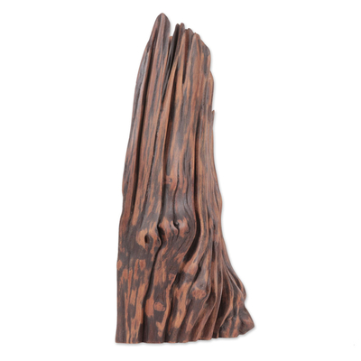 Driftwood sculpture, 'Reaching' - Natural Sal Driftwood Sculpture Crafted in India