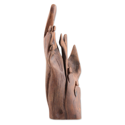 Driftwood sculpture, 'Memories of the Past' - Handmade Abstract Driftwood Sculpture from India