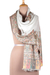 Modal jacquard shawl, 'Mughal Fresco' - Modal Woven Shawl White with Multicolored Motifs
