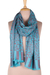 Schal aus Modal-Jacquard - Blauer und roter Jacquard-gewebter Schal aus Indien
