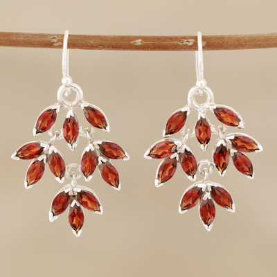 Garnet dangle earrings, Glittering Autumn