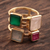Gold plated multi-gemstone cocktail ring, 'Sparkling Squares' - Gold Plated Multi-Gemstone Cocktail Ring from India thumbail