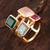 Gold plated multi-gemstone cocktail ring, 'Sparkling Squares' - Gold Plated Multi-Gemstone Cocktail Ring from India (image 2b) thumbail