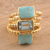 Gold plated druzy and blue topaz stacking rings, 'Blue Rectangles' (set of 5) - Gold Plated Druzy Gemstone Rings from India (Set of 5) (image 2) thumbail