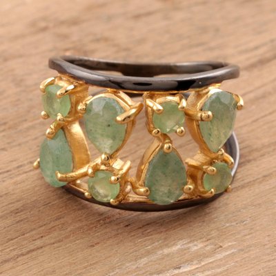 Gold accented aventurine band ring, Sparkling Flair