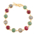 Gold plated multi-gemstone link bracelet, 'Dazzling Colors' - Gold Plated Multi-Gemstone Link Bracelet from India thumbail