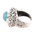 Chalcedony cocktail ring, 'Fascinating Princess' - Patterned Blue Chalcedony Cocktail Ring from India