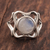 Rainbow moonstone single-stone ring, 'Wavy Frame' - Wavy Rainbow Moonstone Single-Stone Ring from India