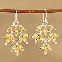 Citrine dangle earrings, 'Glittering Autumn'