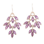 Amethyst dangle earrings, 'Glittering Autumn' - Marquise Amethyst Dangle Earrings Crafted in India