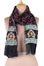 Batik cotton and silk blend shawl, 'Avanti Legacy' - Hand Stamped Batik Shawl in Navy/Multicolor