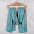 Modal jacquard shawl, 'Turquoise Paisley Garden' - Jacquard Paisley and Floral Shawl in Turquoise thumbail
