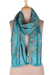 Modal jacquard shawl, 'Turquoise Paisley Garden' - Jacquard Paisley and Floral Shawl in Turquoise (image 2b) thumbail