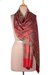 Reversible modal jacquard shawl, 'Paisley Extravagance' - Red Jamawar Style Paisley and Floral Shawl (image 2a) thumbail