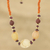 Quartz and wood beaded necklace, 'Agra Sunset' - Quartz and Orange Haldu Wood Beaded Necklace from India