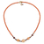 Halskette aus Quarz und Holzperlen - Halskette aus Quarz und orangefarbenen Haldu-Holzperlen aus Indien