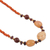 Halskette aus Quarz und Holzperlen - Halskette aus Quarz und orangefarbenen Haldu-Holzperlen aus Indien