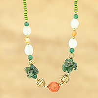 Featured review for Quartz and agate beaded necklace, Forest Flair