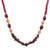 Garnet and wood beaded necklace, 'Boho Glamour' - Garnet and Wood Beaded Long Necklace from India