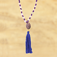 Agate and quartz beaded pendant necklace, 'Magical Muse' - Agate and Quartz Beaded Pendant Necklace from India