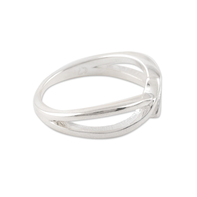 Sterling silver band ring, 'Illusory Knot' - Knot Shape Sterling Silver Band Ring from India