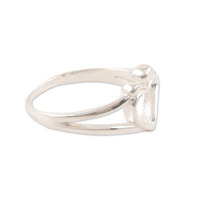 Sterling silver band ring, 'Expression of Romance' - Sterling Silver Heart Band Ring Crafted in India