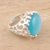 Chalcedony domed ring, 'Lustrous Coral' - Blue Chalcedony Cocktail Ring Crafted in India (image 2b) thumbail