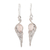 Rose quartz dangle earrings, 'Feathery Dance' - Feather-Shaped Rose Quartz Dangle Earrings from India thumbail
