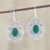 Onyx dangle earrings, 'Green Palace' - Green Onyx Oval Dangle Earrings from India (image 2) thumbail