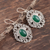 Onyx dangle earrings, 'Green Palace' - Green Onyx Oval Dangle Earrings from India