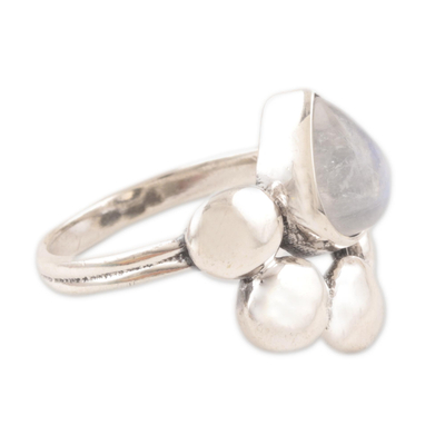 Rainbow moonstone cocktail ring, 'Misty Bubbles' - Teardrop Rainbow Moonstone Cocktail Ring from India