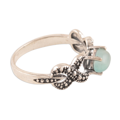 Chalcedony band ring, 'Glorious Gleam' - Wavy Chalcedony Band Ring Crafted in India