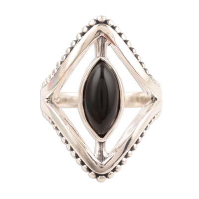 Marquise Onyx Cocktail Ring Crafted in India