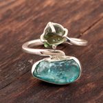 Apatite cocktail ring, 'Nugget Appeal' - Wrap-Style Apatite Cocktail Ring from India