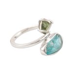Apatite cocktail ring, 'Nugget Appeal' - Wrap-Style Apatite Cocktail Ring from India