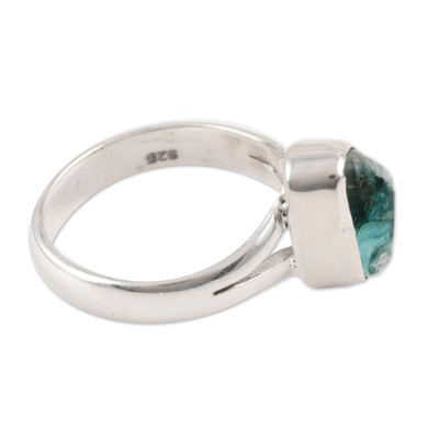 Apatite cocktail ring, 'Stylish Nugget' - Apatite Nugget Cocktail Ring Crafted in India