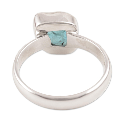 Apatite cocktail ring, 'Glorious Nugget' - Blue Apatite Cocktail Ring Crafted in India