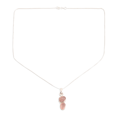 collar con colgante de cuarzo rosa - Collar con colgante de cuarzo rosa elaborado en la India