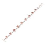 Rose quartz link bracelet, 'Beautiful Nuggets' - Rose Quartz Nugget Link Bracelet Crafted in India
